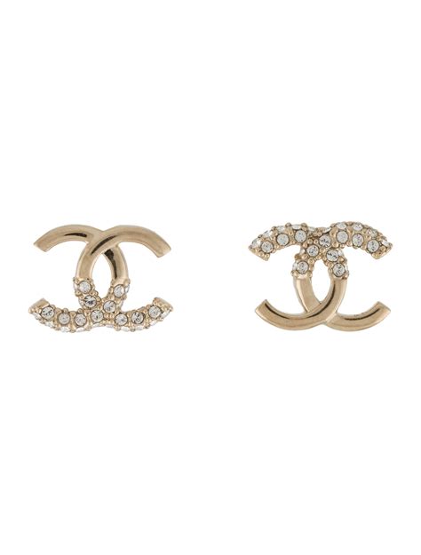 chanel metal cc stud earrings gold|vintage Chanel stud earrings.